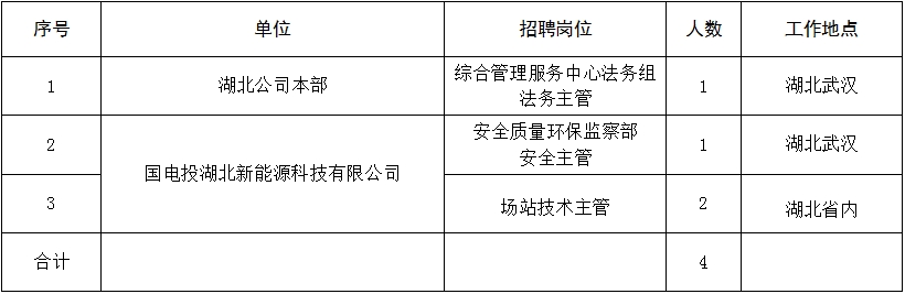 PG电子平台2024年国家电投湖北公司招聘公告【4人】