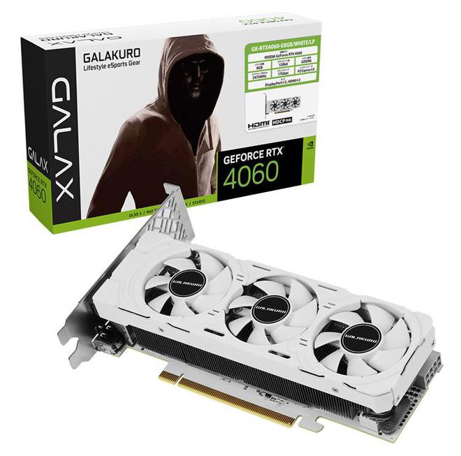 影驰发布白色半高RTX4060显卡：双槽+三风扇设计尾部横置供电接口(图2)