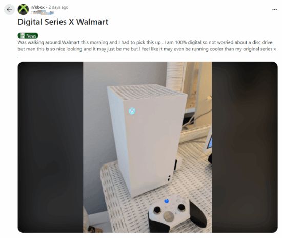 有玩家提前在沃尔玛买到XSX新机：纯白配色简洁新颖(图1)