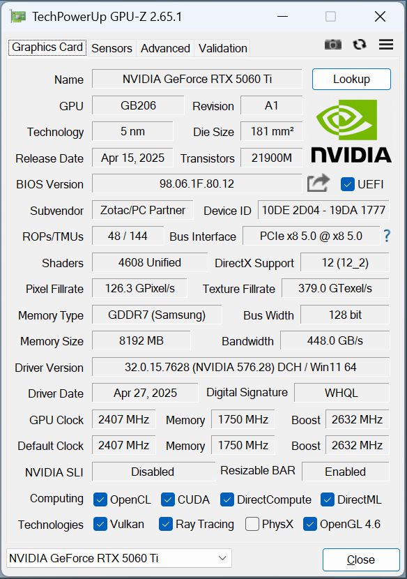 2K小钢炮性能、散热俱佳索泰RTX5060Ti8GXGAMINGOC评测(图9)